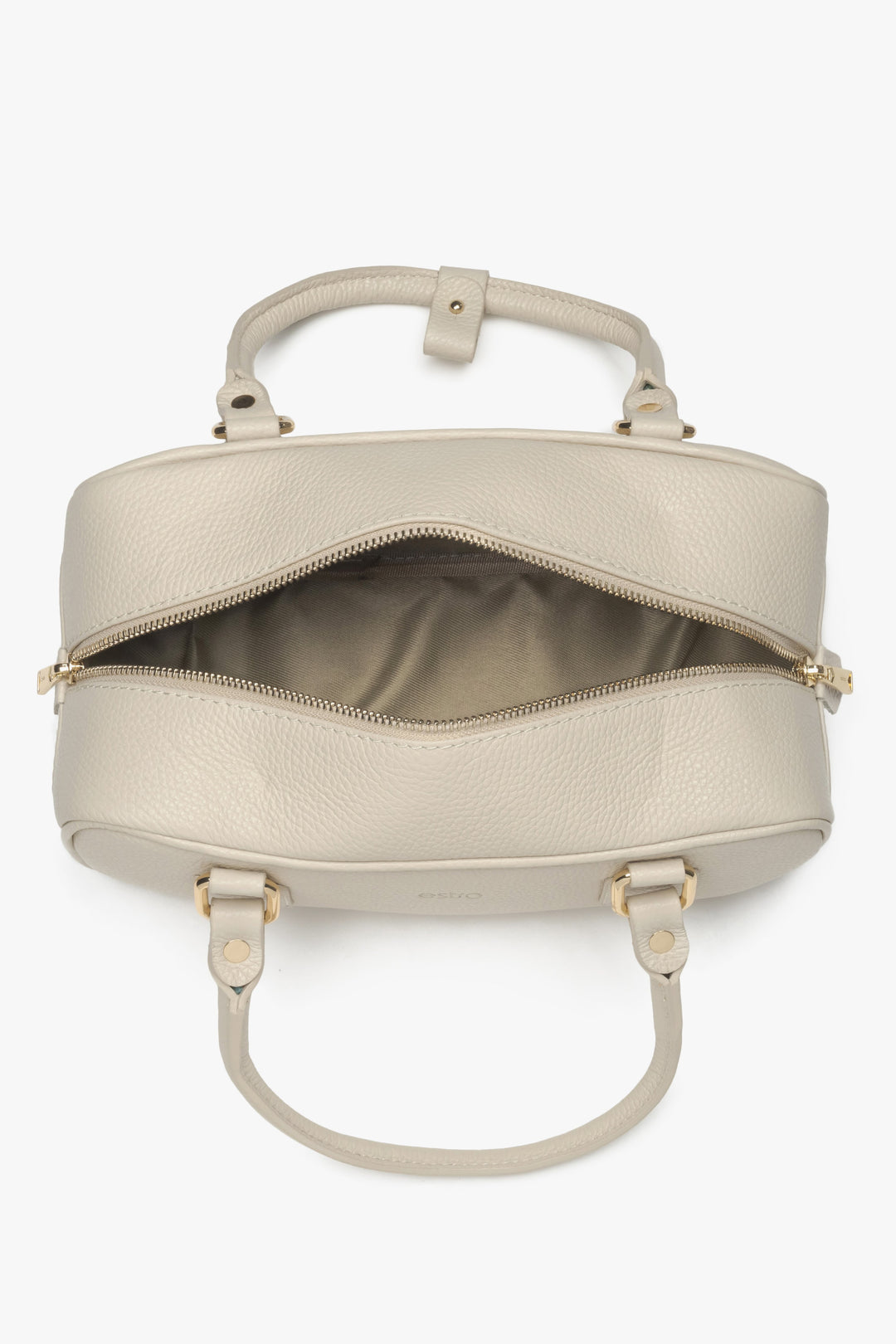 Women's tote bag in beige Italian leather – small, elegant, estro.