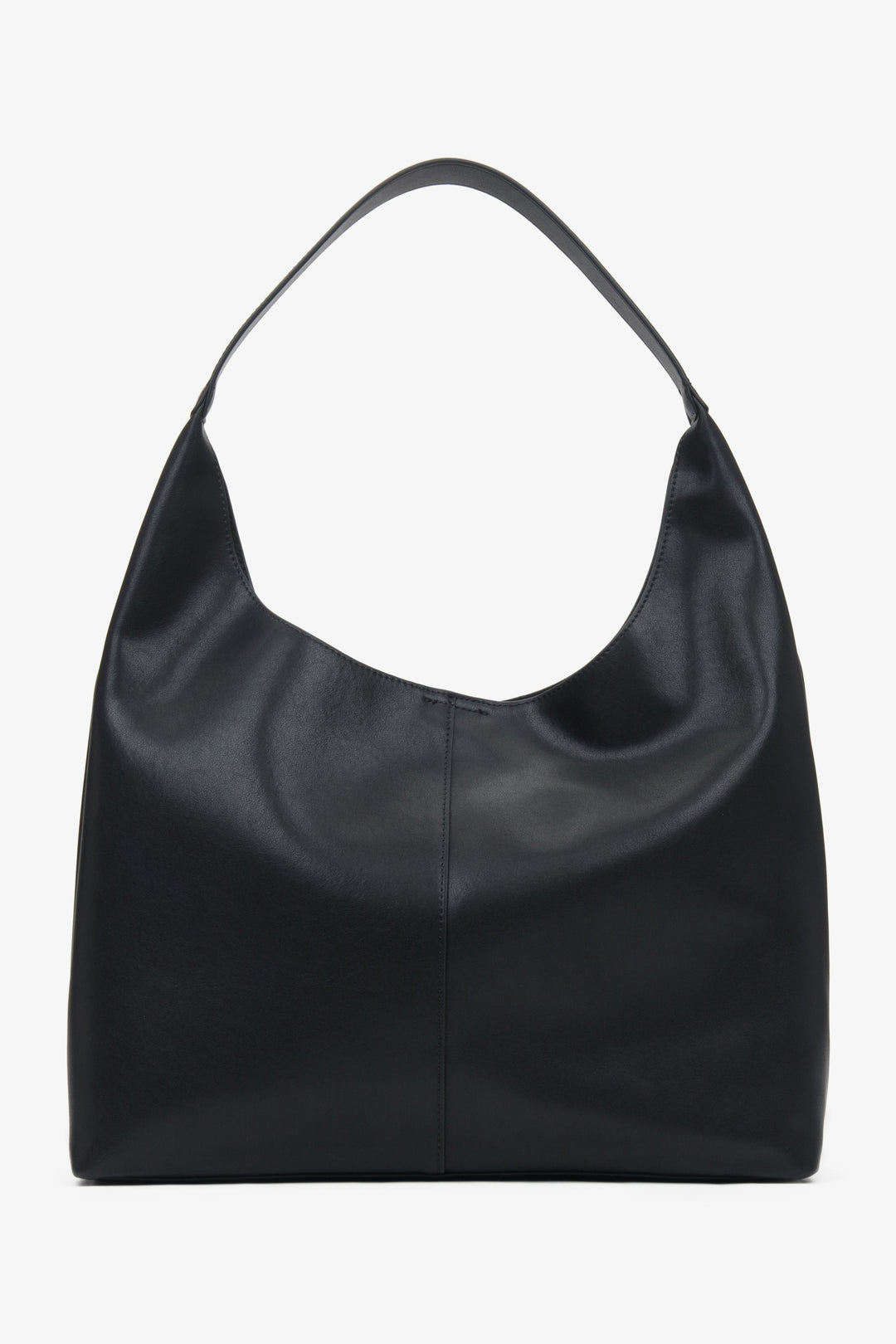 Large black women's shopper bag by Estro, made of genuine leather.