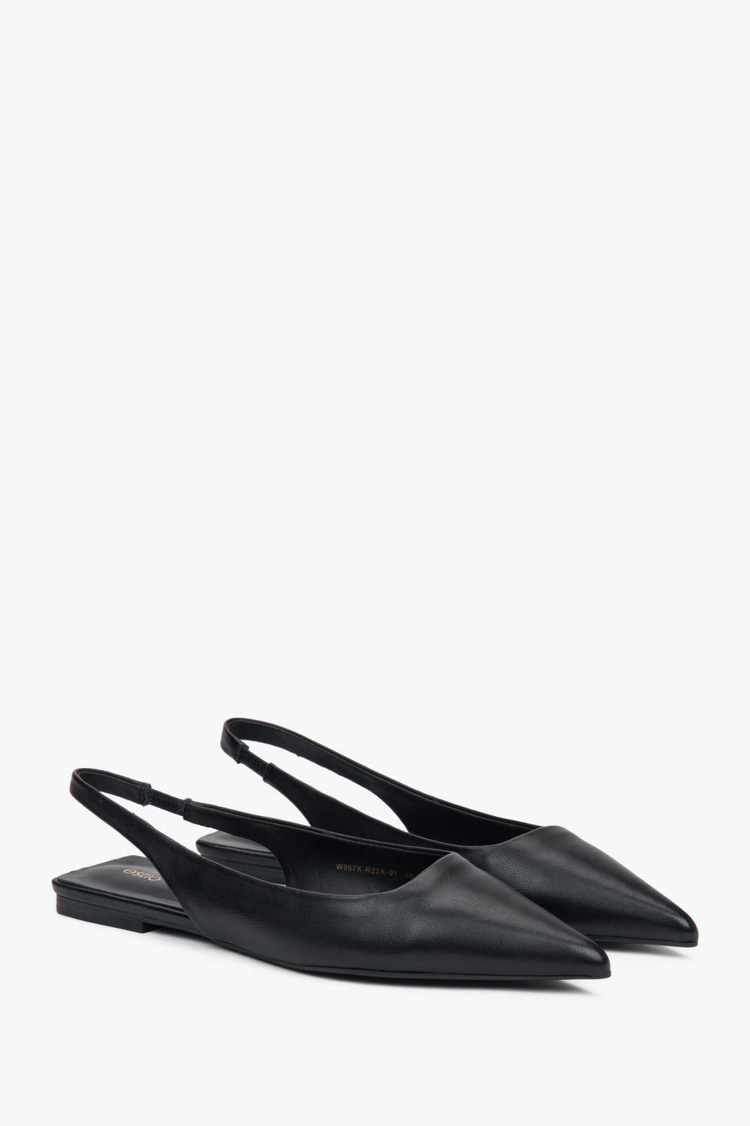 Women's slingback sandals with a pointed toe and flat heel.