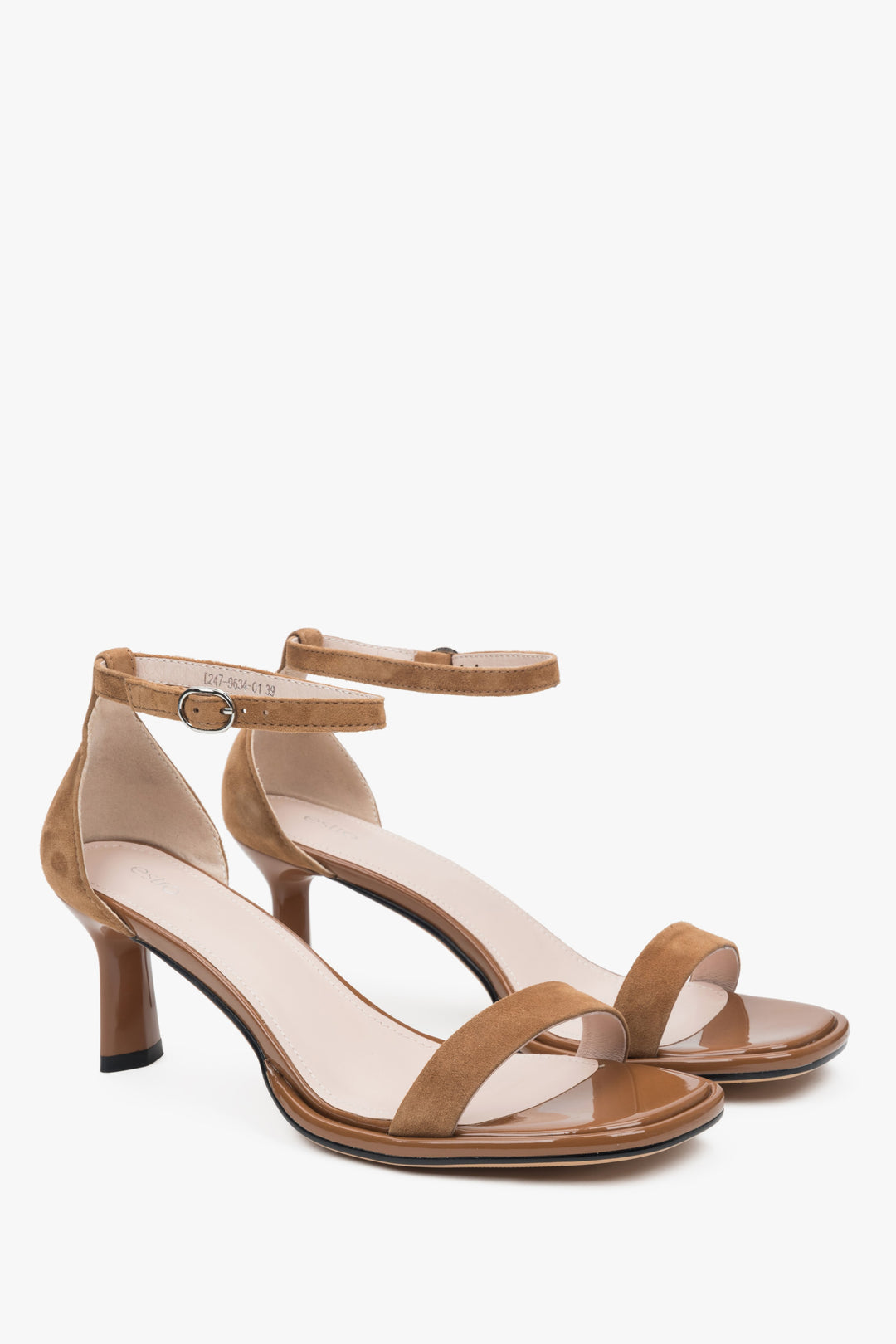 Elegant brown Estro women's sandals, made of soft genuine velour.