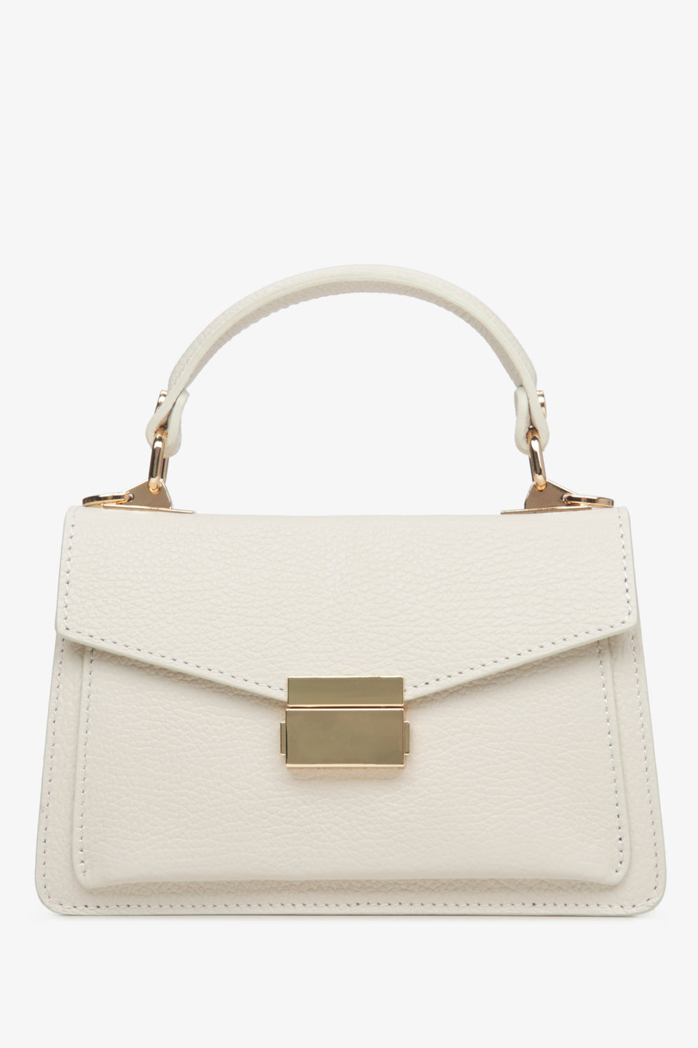 Women's Small Light Beige Satchel Handbag made of Premium Italian Genuine Leather Estro ER00115565.