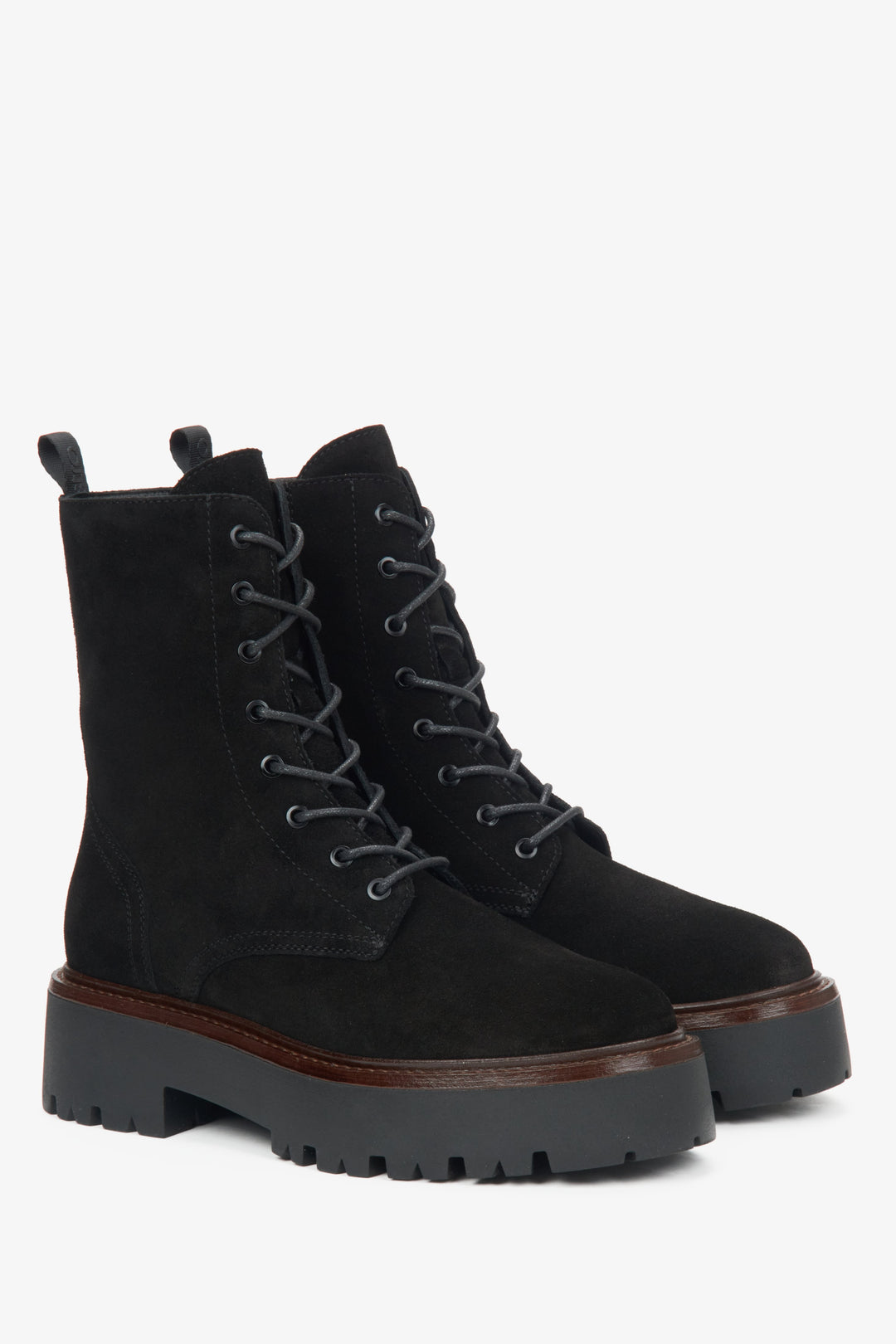 Women's black velour ankle boots by Estro.