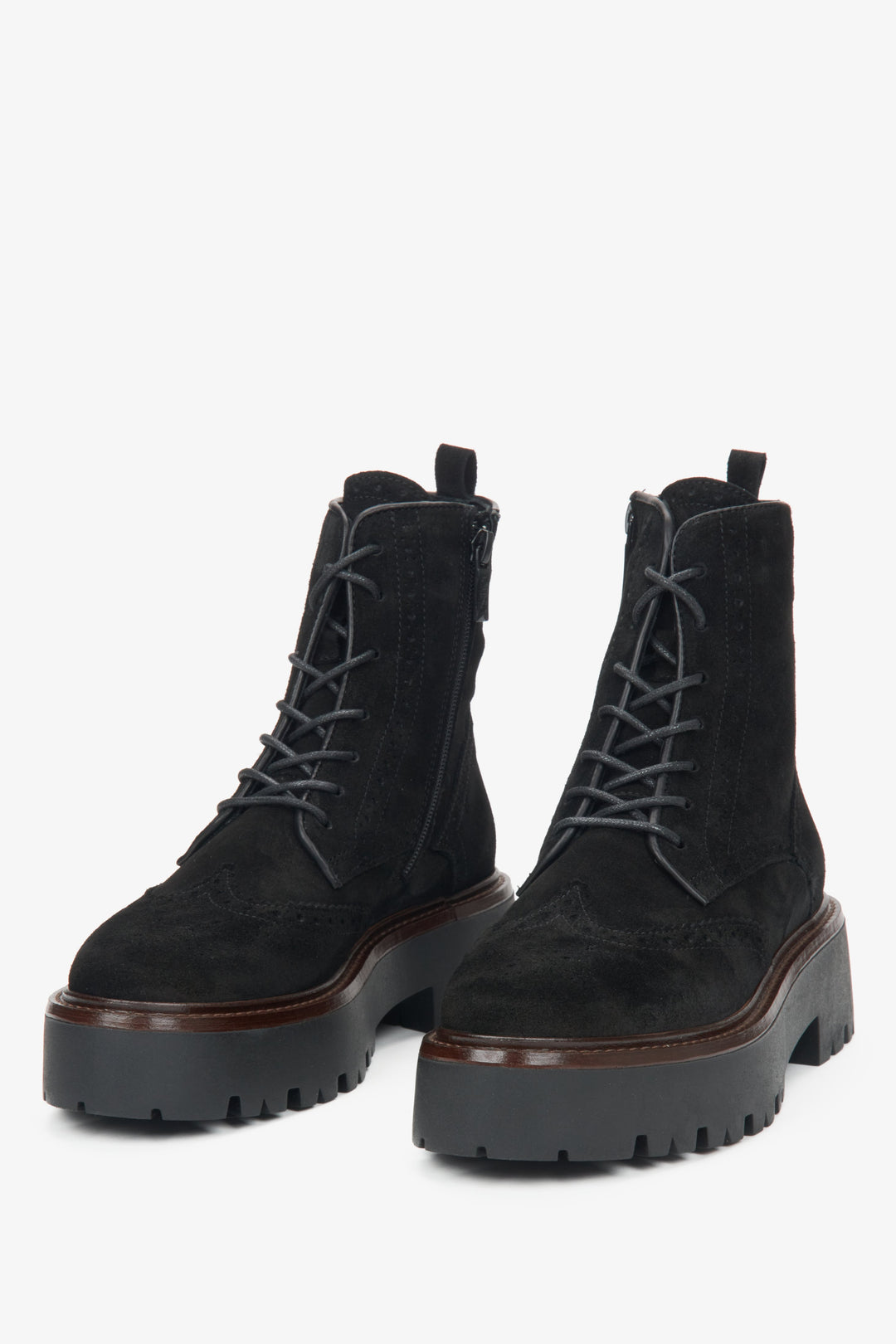 Black velour women's ankle boots by Estro.