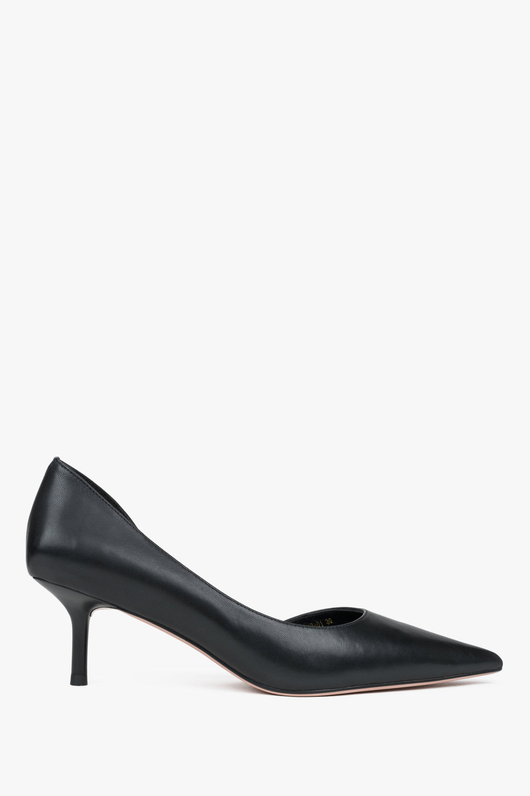 Women's Classic Black High Heels with a Low Heel made of Genuine Leather Estro ER00116979.