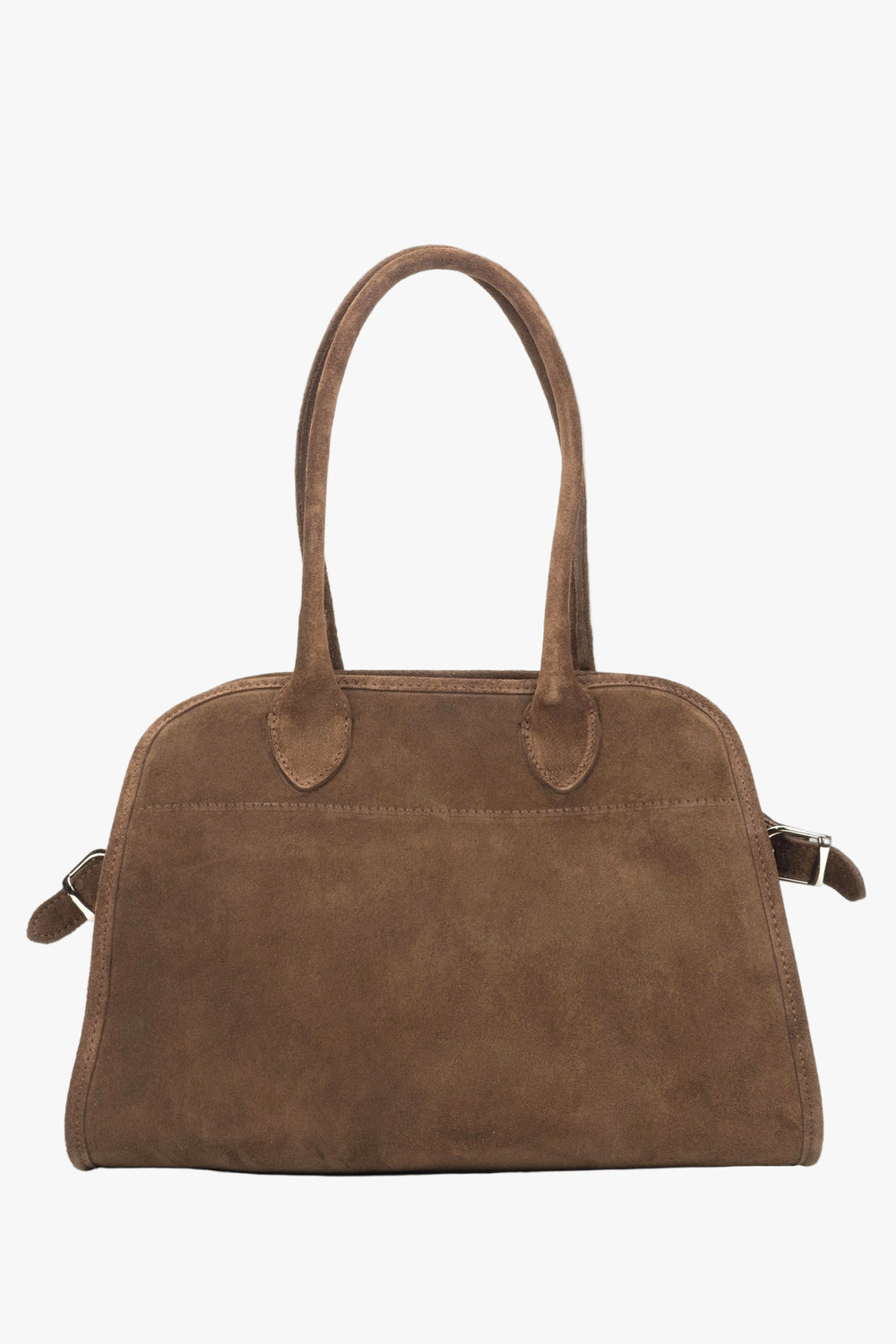 Women’s dark brown satchel handbag made of Italian velour Estro ER00116693
