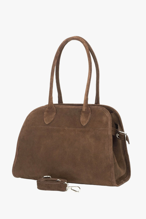 Estro women’s handbag in dark brown Italian velour, model ER00116693
