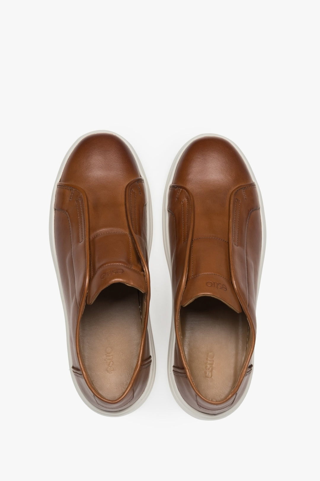 Brown genuine leather sneakers by Estro, providing comfort and movement dynamics with a cushioned sole.
