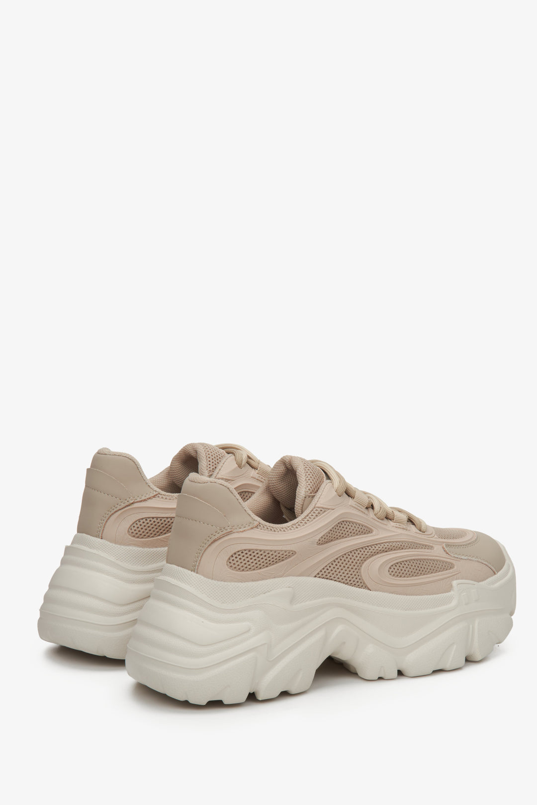 Light brown chunky platform sneakers by ES 8 made of leather and textile.