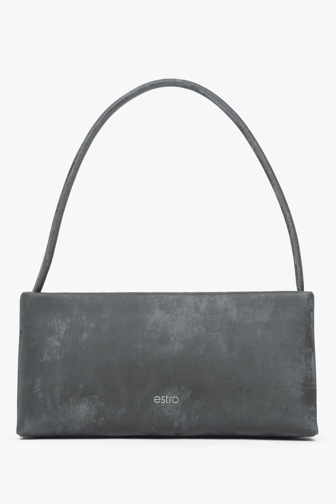 Women's Dark Grey Leather Shoulder Bag with a Marble Print Estro ER00115802