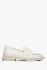 Women's Light Beige Penny Loafers made of Genuine Leather Estro ER00114531.