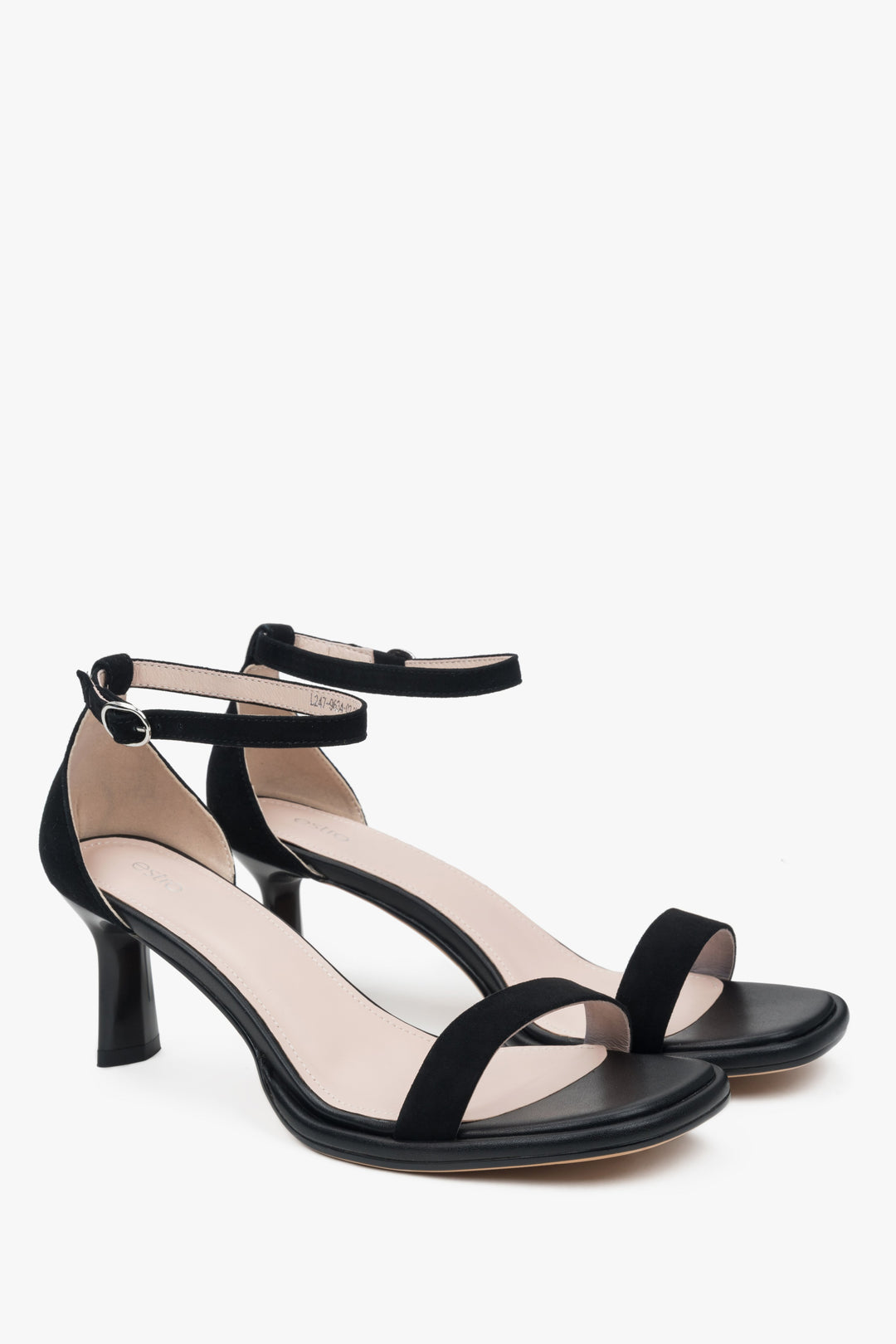Elegant black Estro women's sandals, made of soft genuine velour.