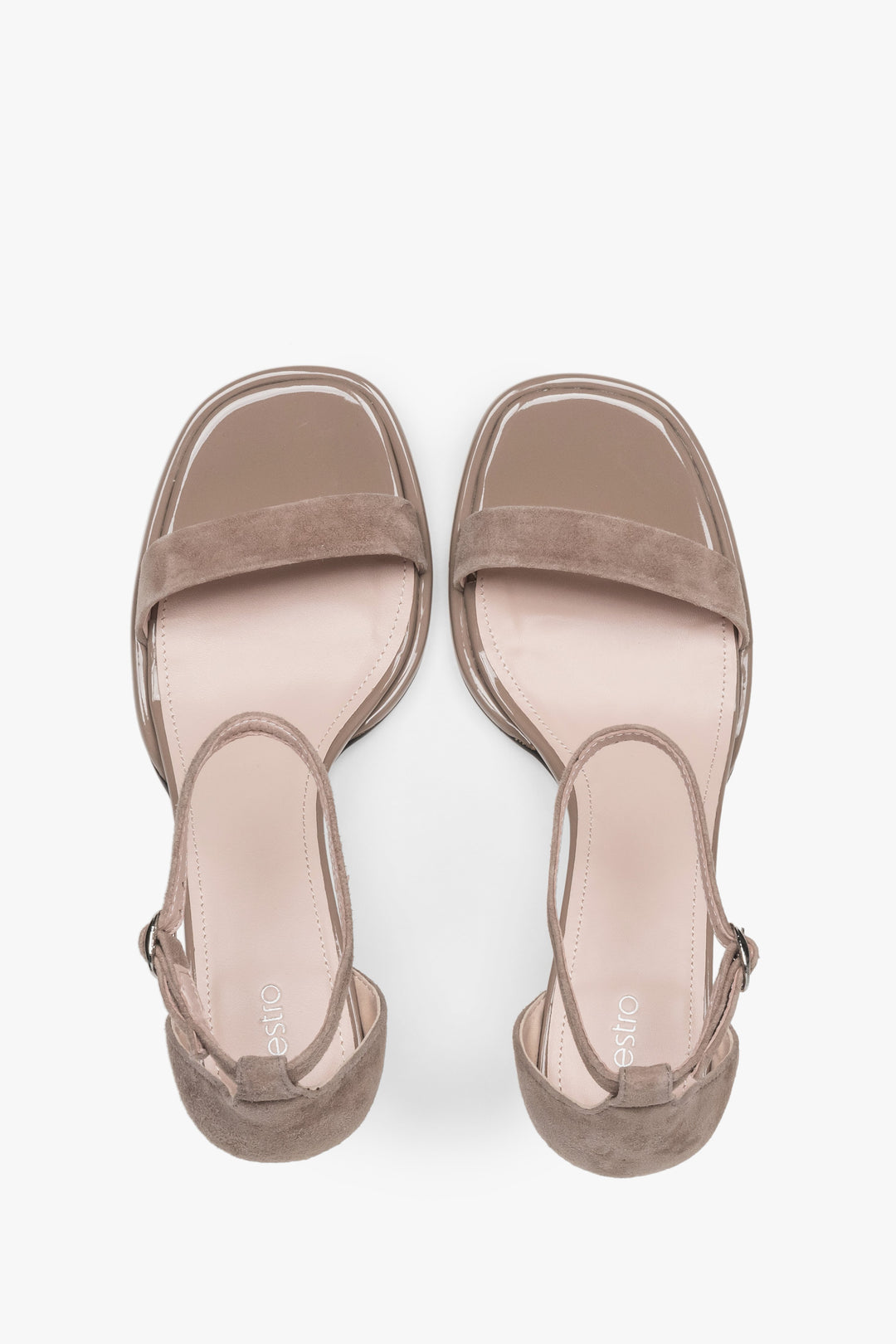 Classic beige Estro women's sandals made of genuine leather – perfect for summer evenings, with an elegant heel that adds sophistication.