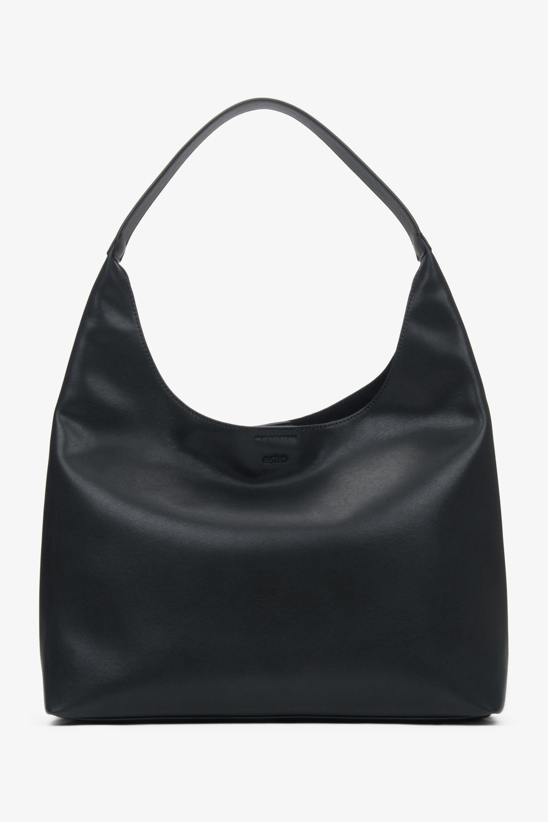 Women's Black Shopper Bag made of Genuine Leather Estro ER00116833.