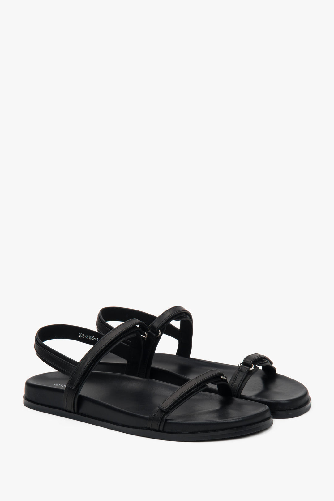 Stylish black  Estro women's sandals with a minimalist design of thin straps, offering comfort thanks to the flexible sole.