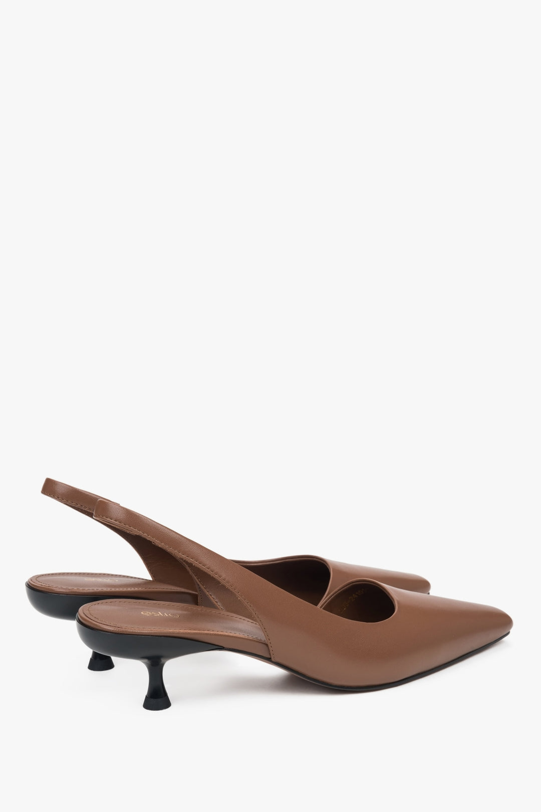 Women's brown slingback pumps by Estro, made of soft natural velour with a low heel.
