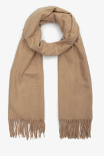 Women's Beige Scarf with Fringes Estro ER00112094.