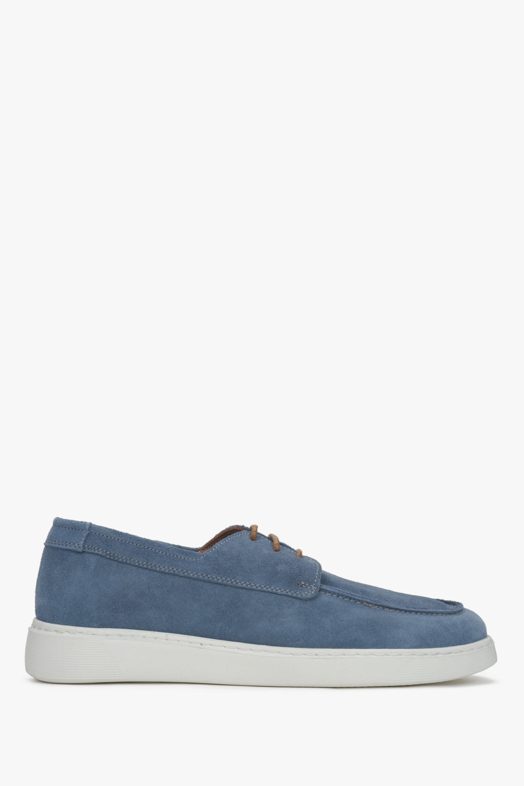 Men's Blue Derby Shoes made of Genuine Velour ER00117607.