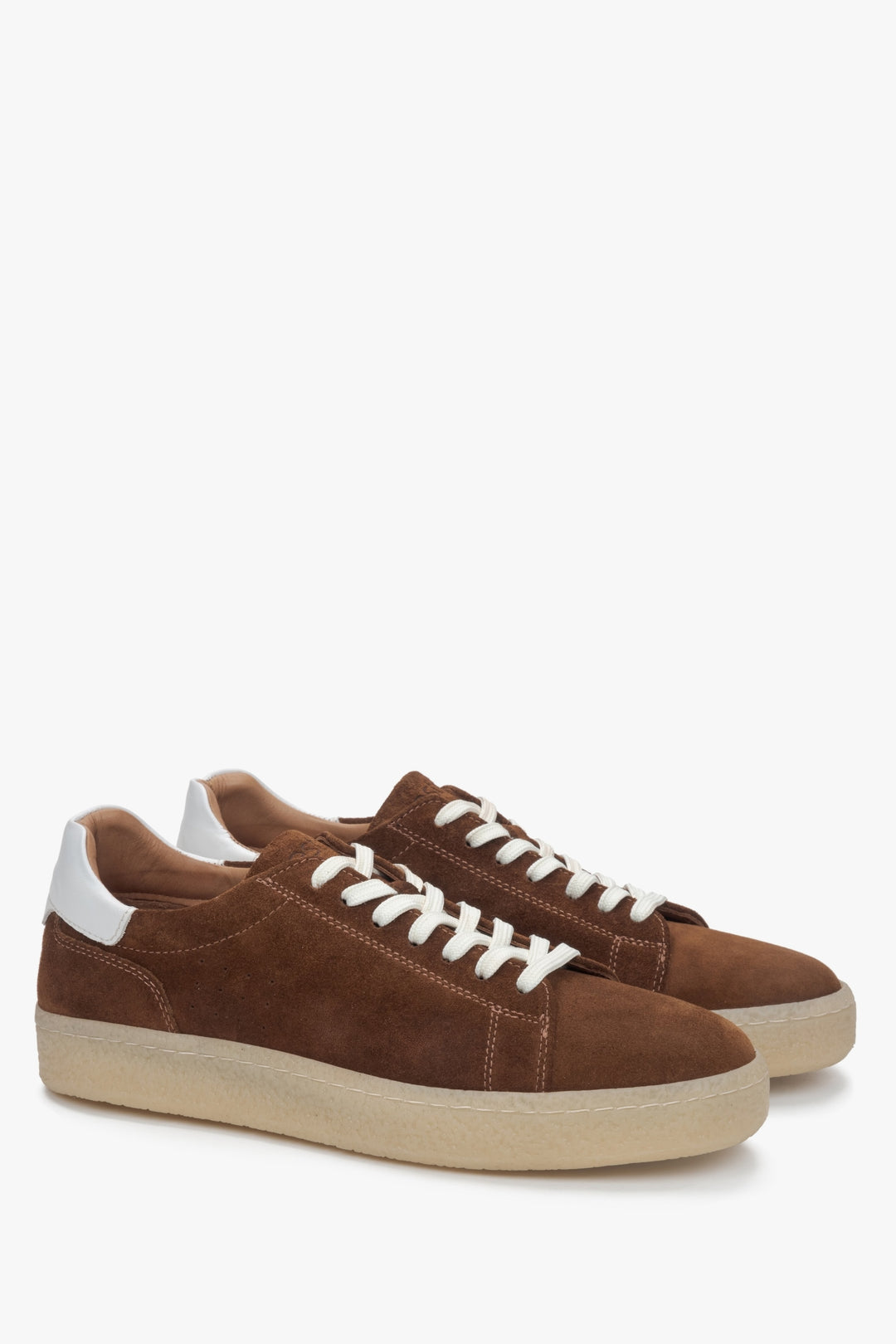 Men's sneakers made from dark brown natural velour.