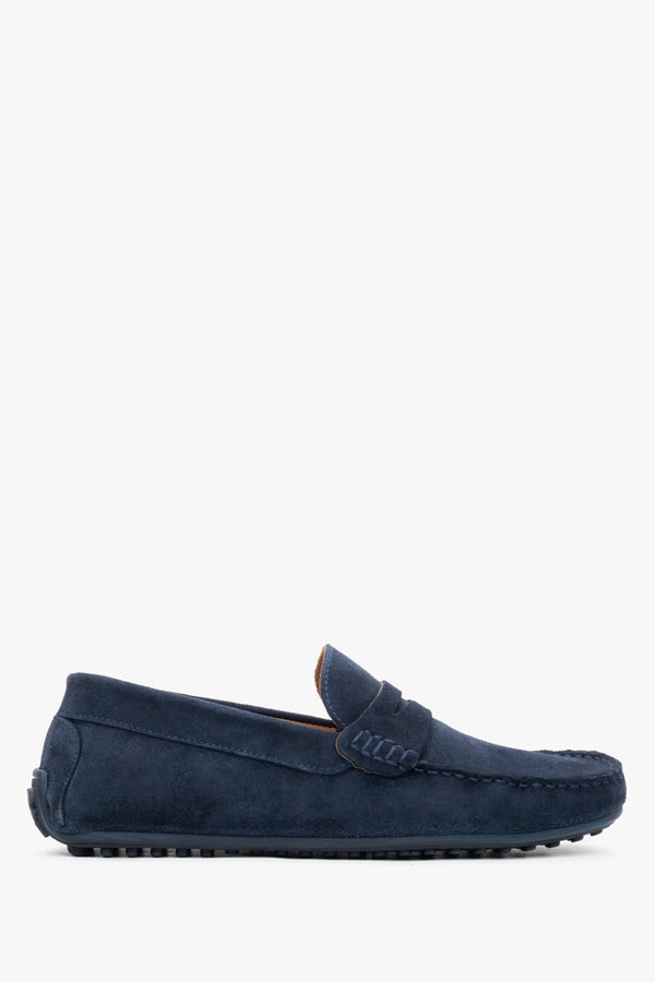 Men's Navy Blue Loafers made of Genuine Velour Estro ER00117610.