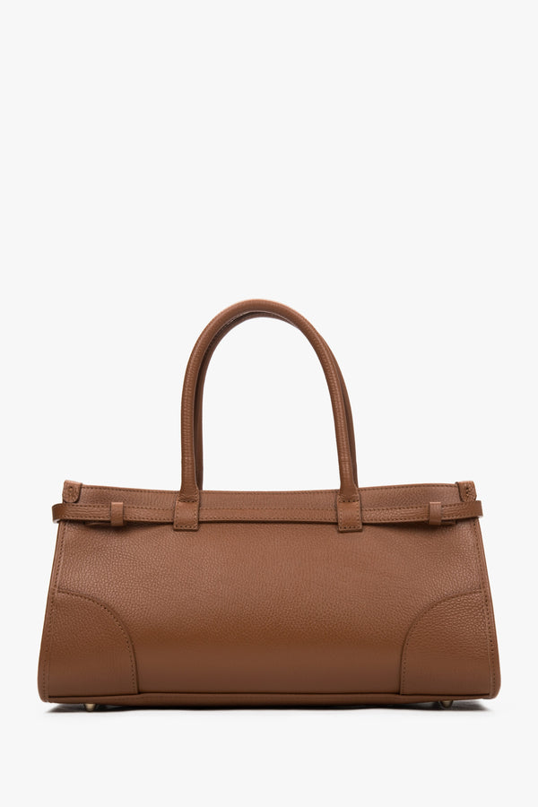 Elegant tote bag estro – brown, made of genuine leather.