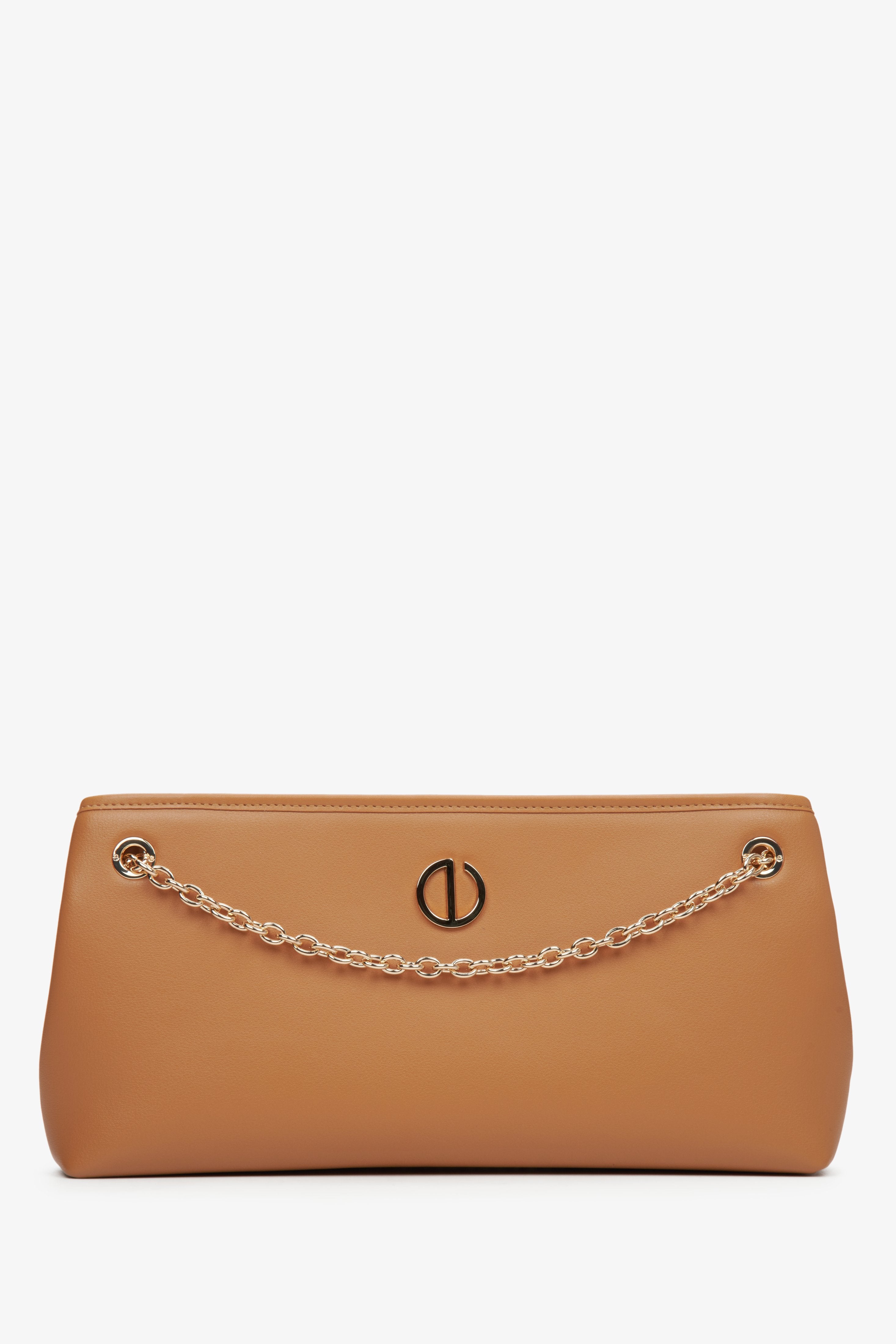 Women's Brown Bag with Gold Chain Estro ER00114938