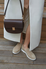 Women's Sand Beige Suede Loafers by Estro.