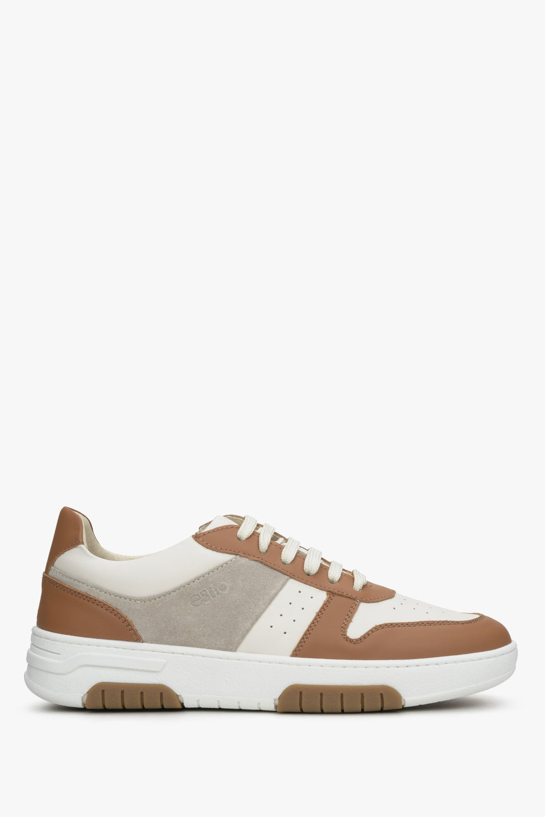 Women's Brown & White Sneakers made of Italian Genuine Leather Estro ER00114890.