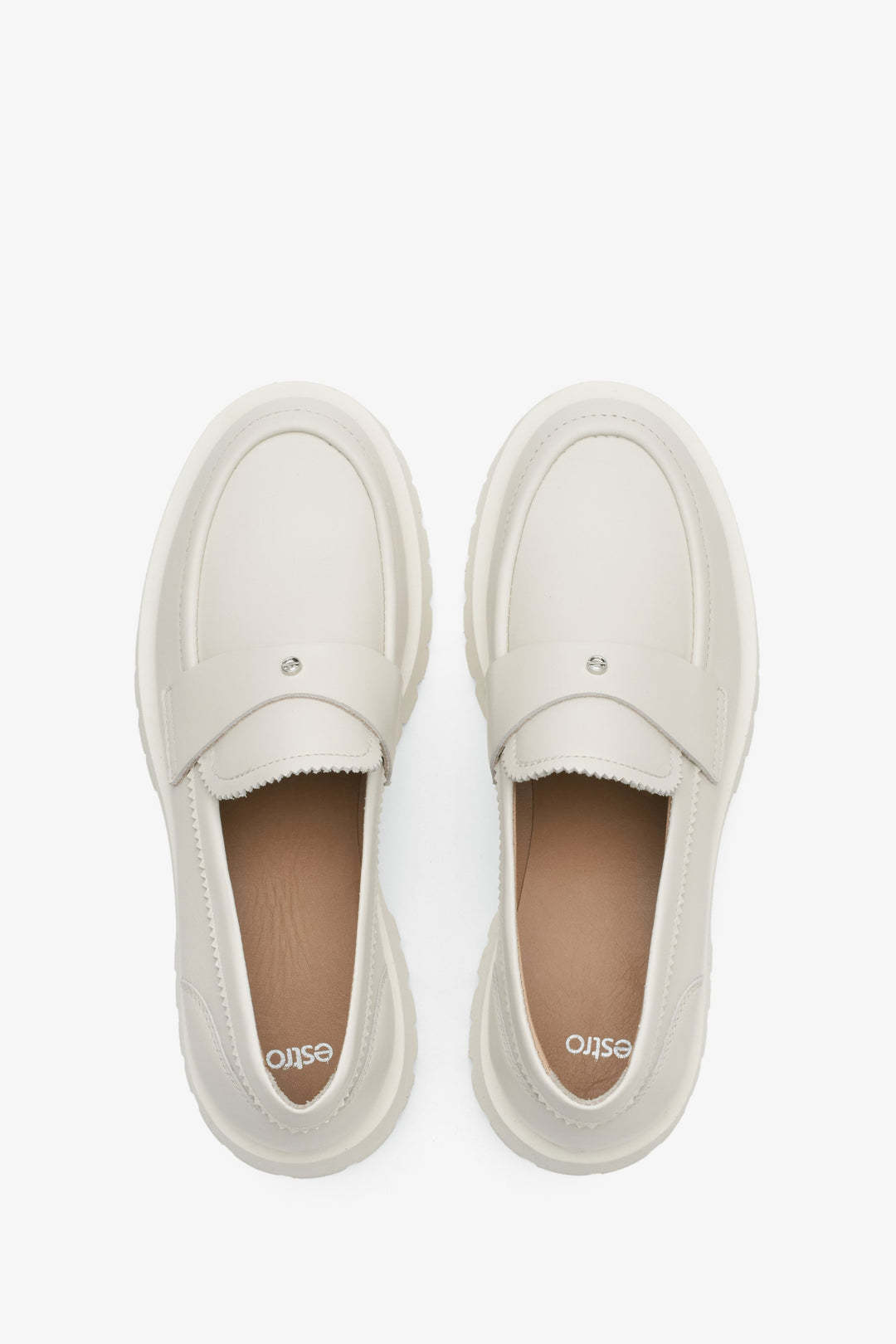 Women's beige leather loafers by Estro.