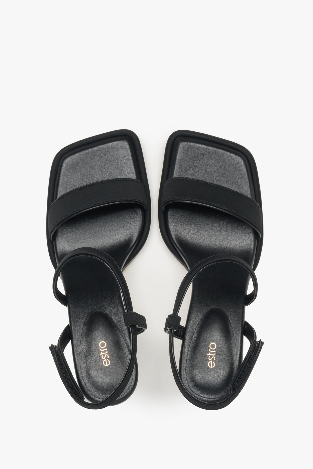 Black Estro women's sandals combining genuine leather and textiles.