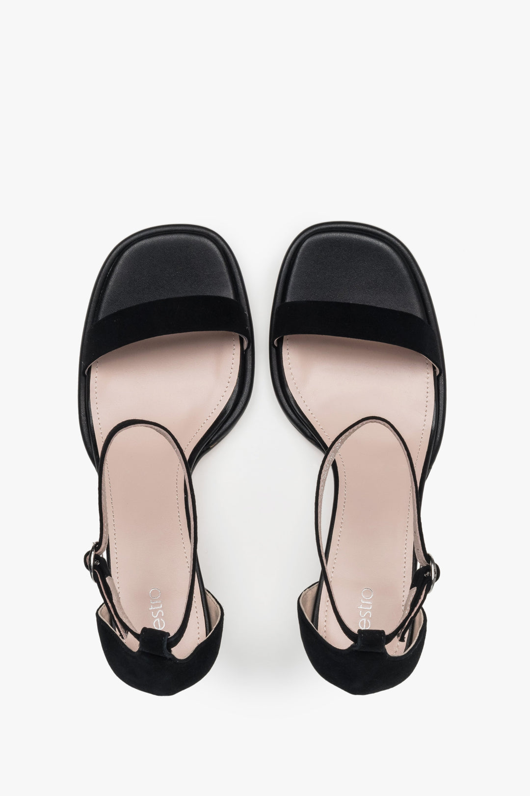 Classic black Estro women's sandals made of genuine leather – perfect for summer evenings, with an elegant heel that adds sophistication.