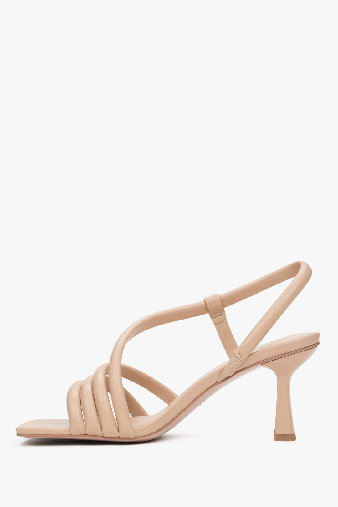 Genuine leather Estro strappy sandals in beige.
