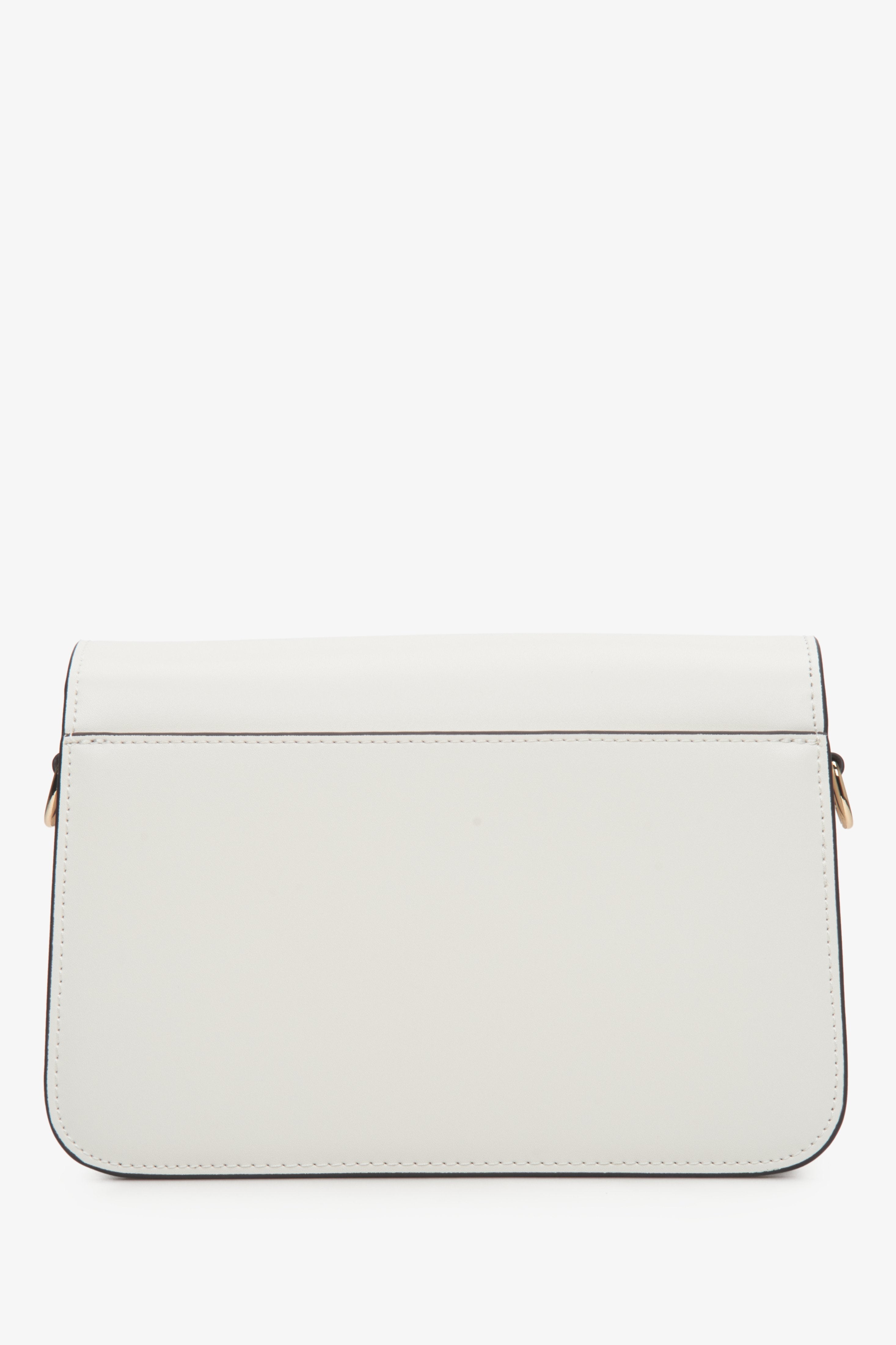 Women's white handbag with a golden chain Estro - back view.
