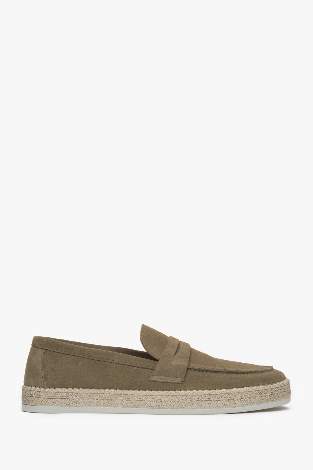 Men's Khaki Moccasins made of Genuine Italian Velour Estro ER00117030.