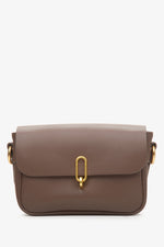 Women's dark brown shoulder bag made of genuine leather by Estro.