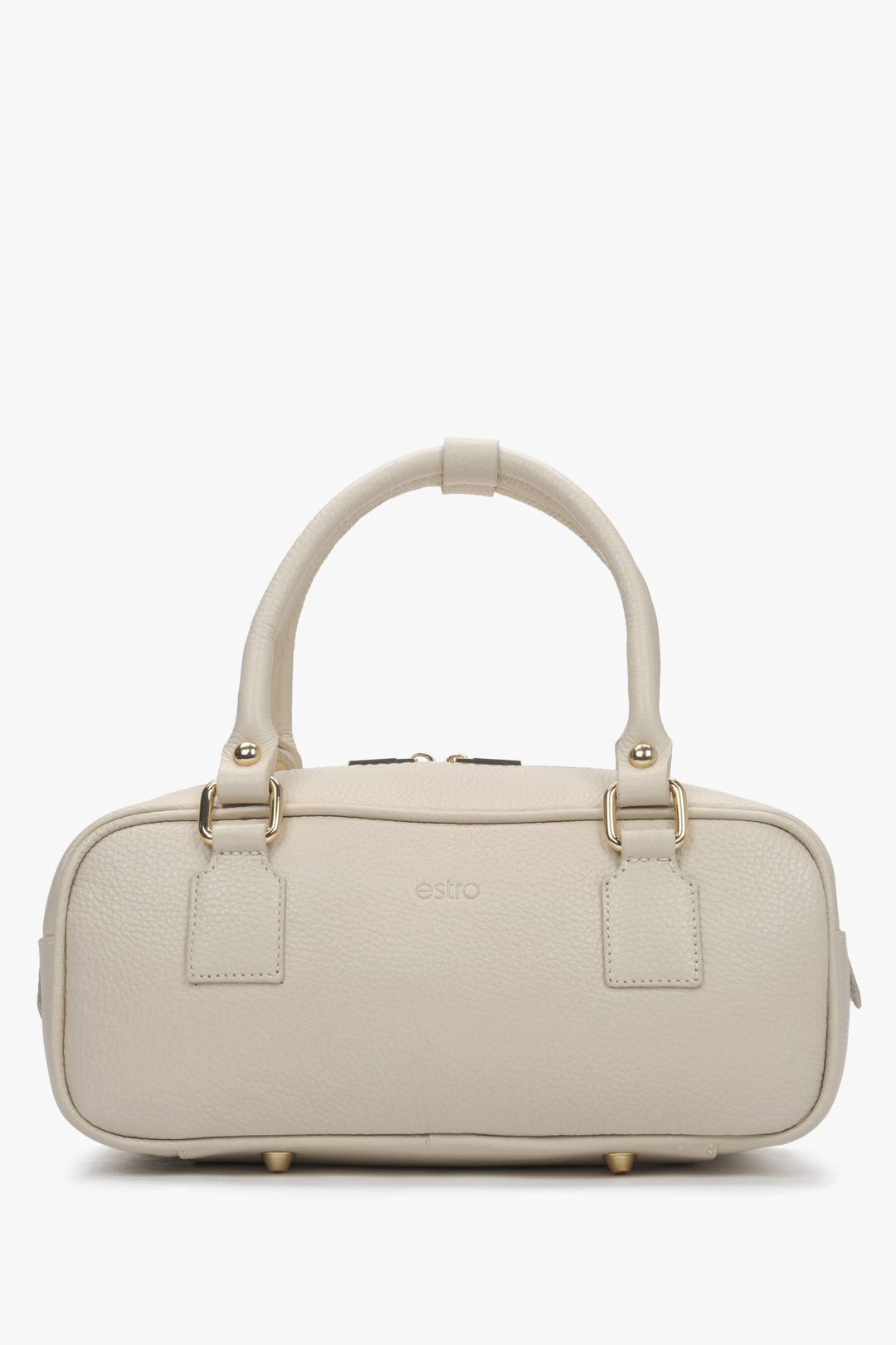 Women's Small Tote Handbag in Beige Italian Leather Estro ER00117434.