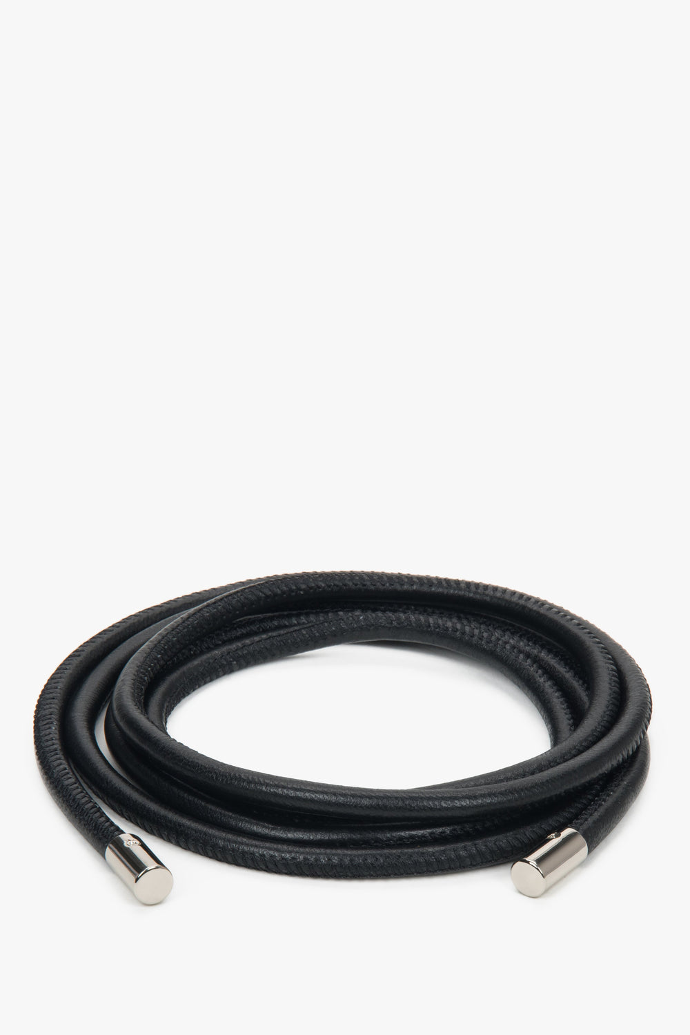 Thin Black Genuine Leather Belt Estro ER00118299.