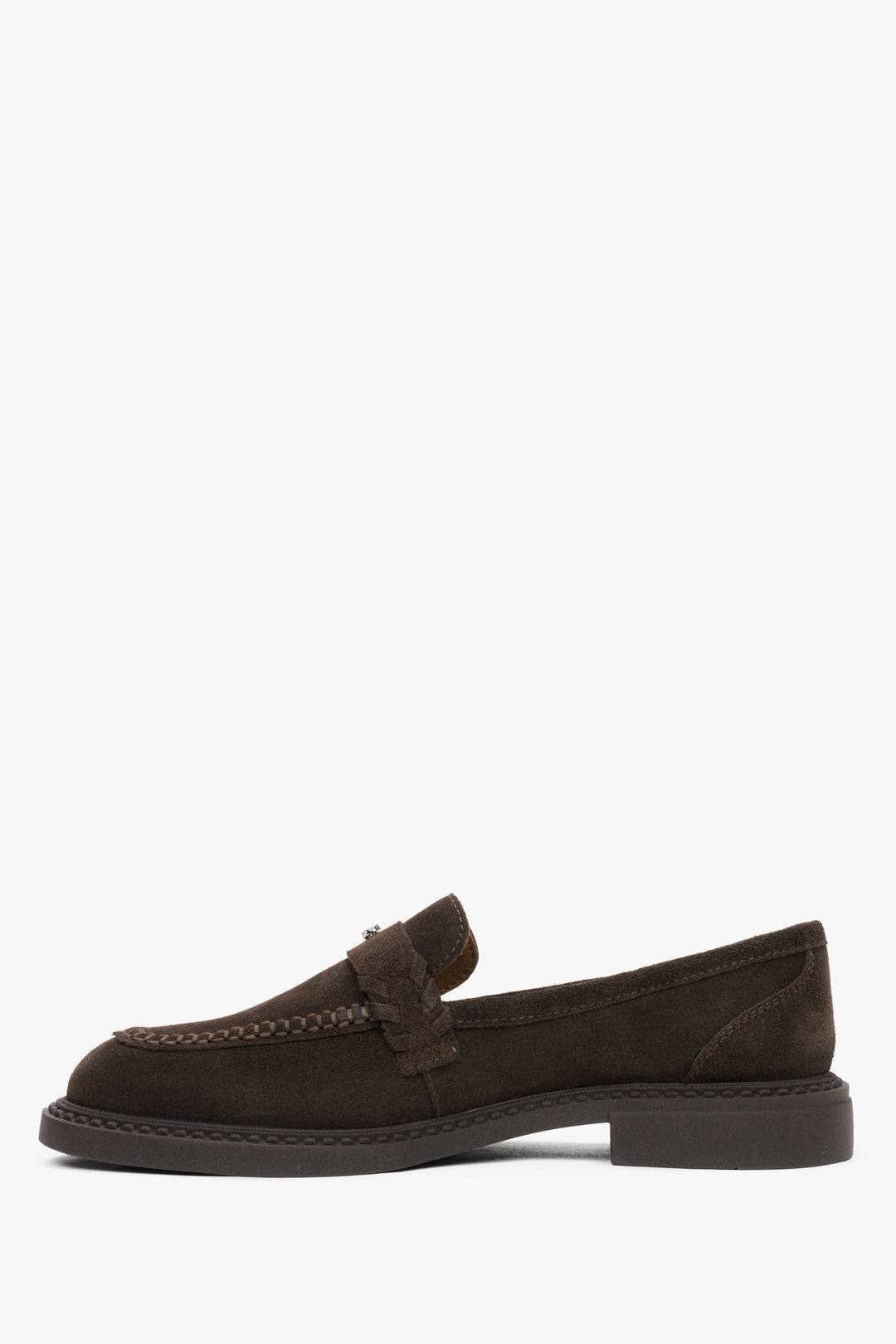 Dark brown women's penny loafers Estro - shoe profile.