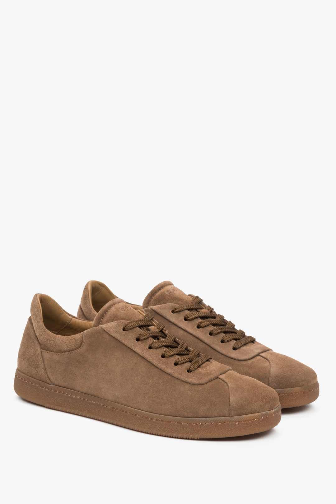 Brown men's sneakers by Estro, crafted from premium Italian genuine velour.