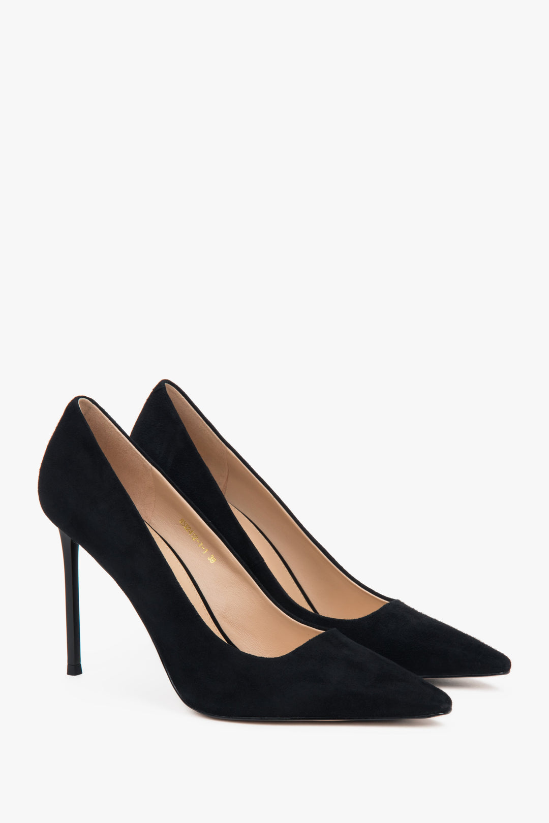 Black velour women's pumps on a high heel by Estro.