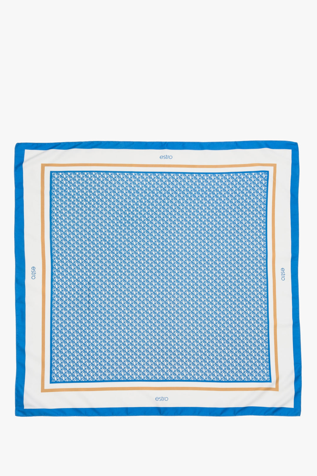 Beige-blue women's neckerchief by Estro - unfolded model.