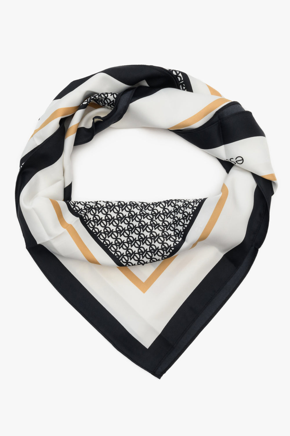 Women's white & black neckerchief with geometric pattern by Estro