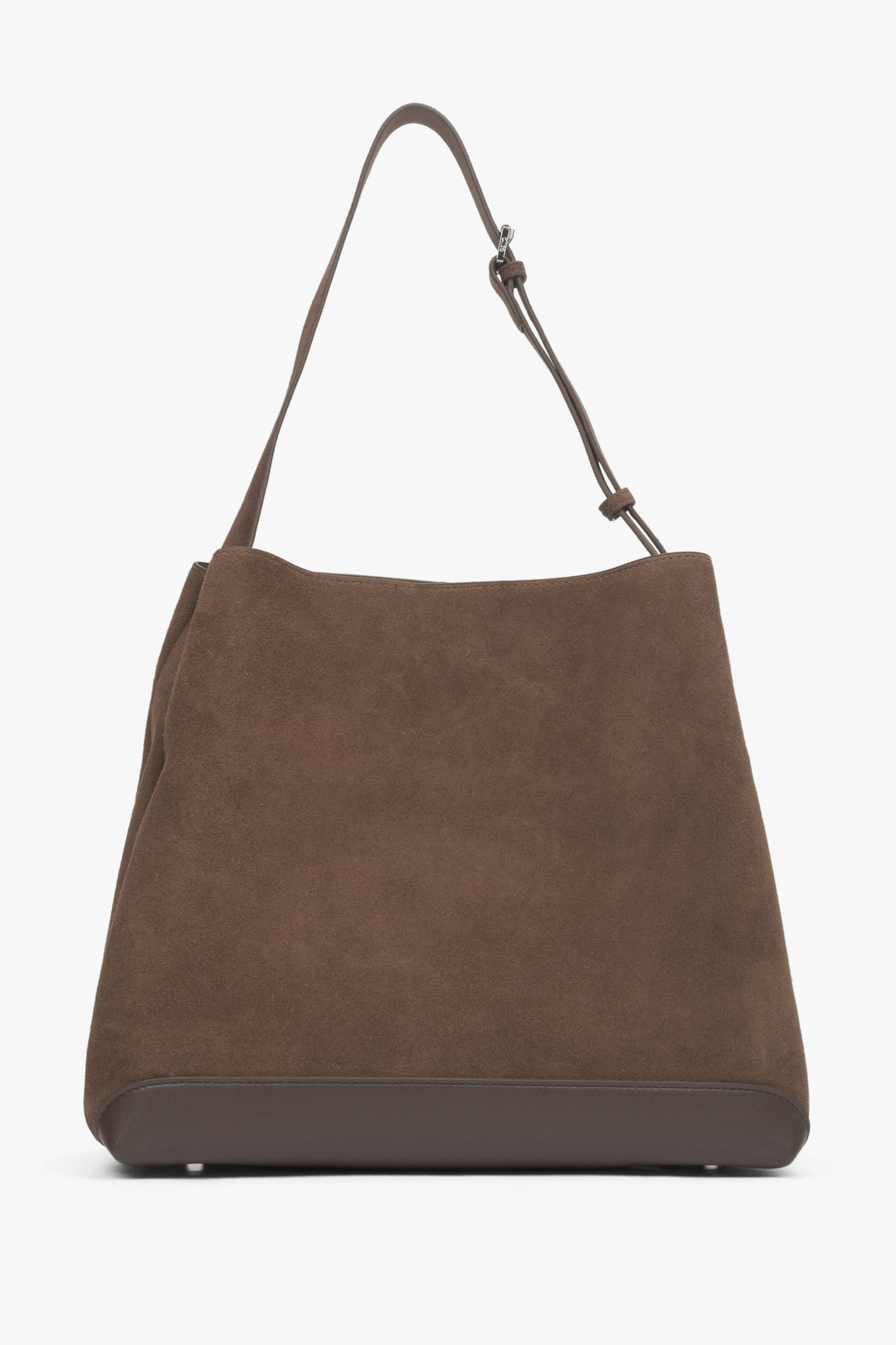 Dark brown Estro bag made of genuine velour.