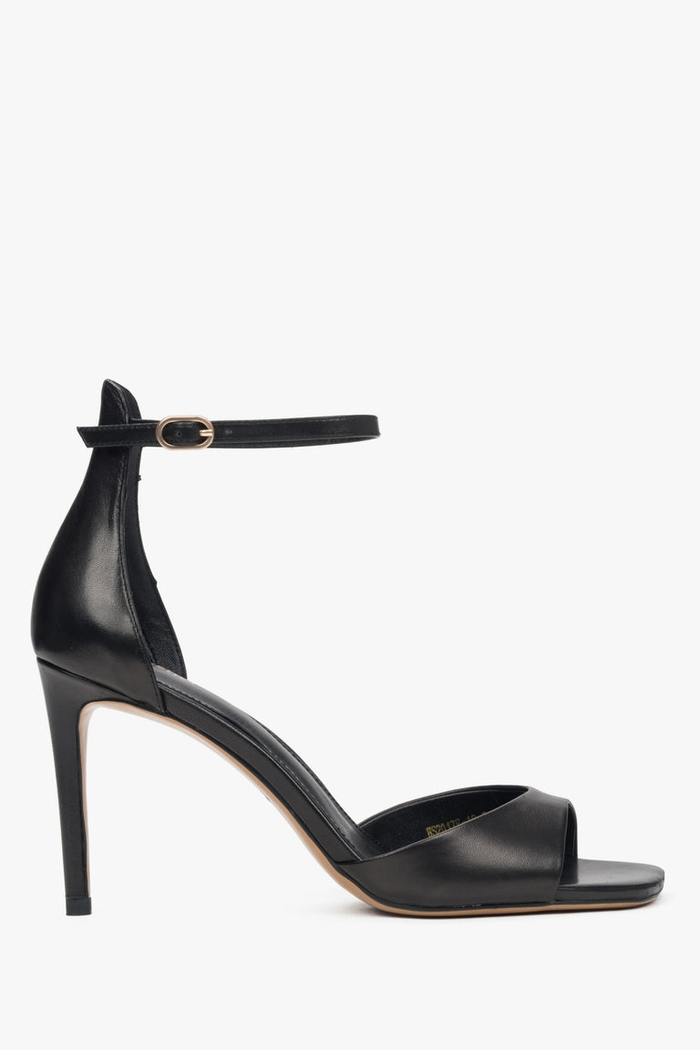 Women's Elegant Black High Heels Sandals made of Genuine Leather Estro ER00117223.
