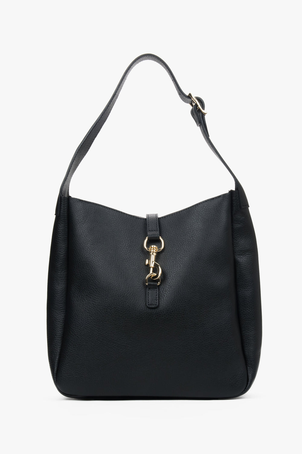 Women's Black Shopper Bag made of Premium Italian Genuine Leather Estro ER00117493.