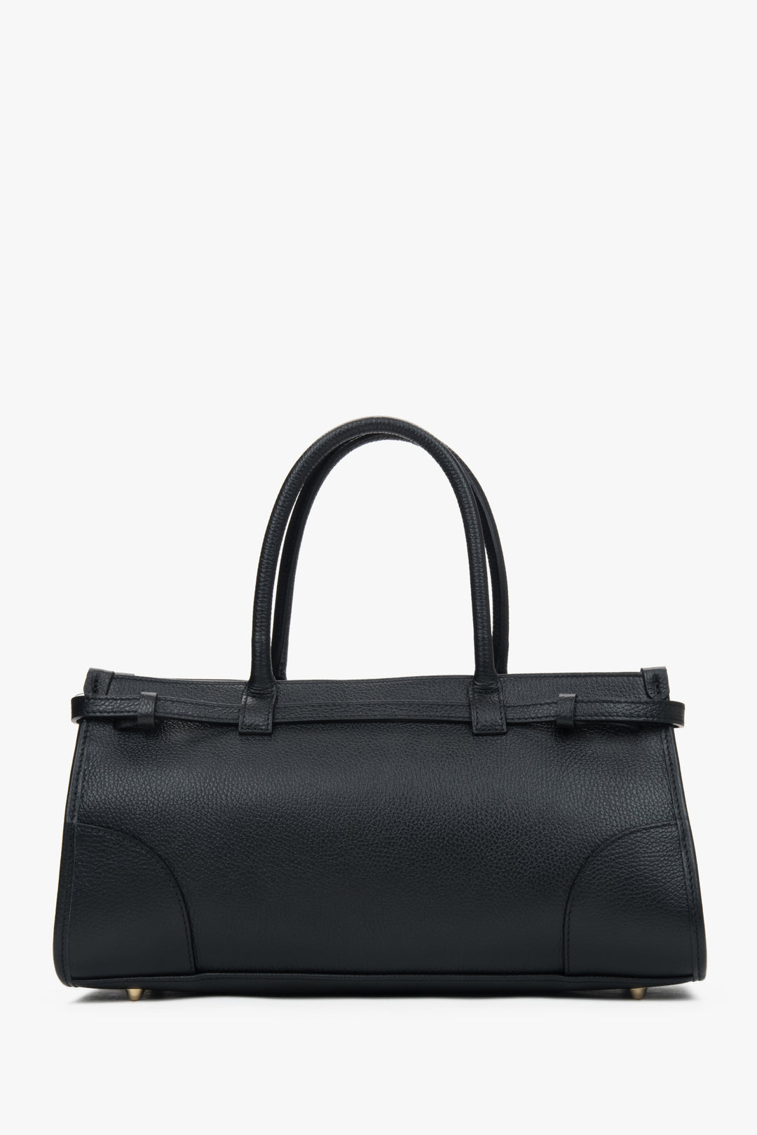 Women's black tote bag made of premium natural leather.