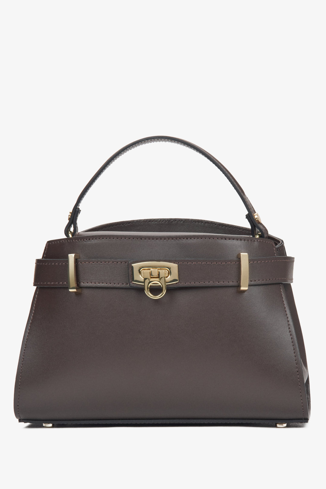 Women's Dark Brown Satchel Handbag made of Premium Italian Genuine Leather Estro ER00116745.