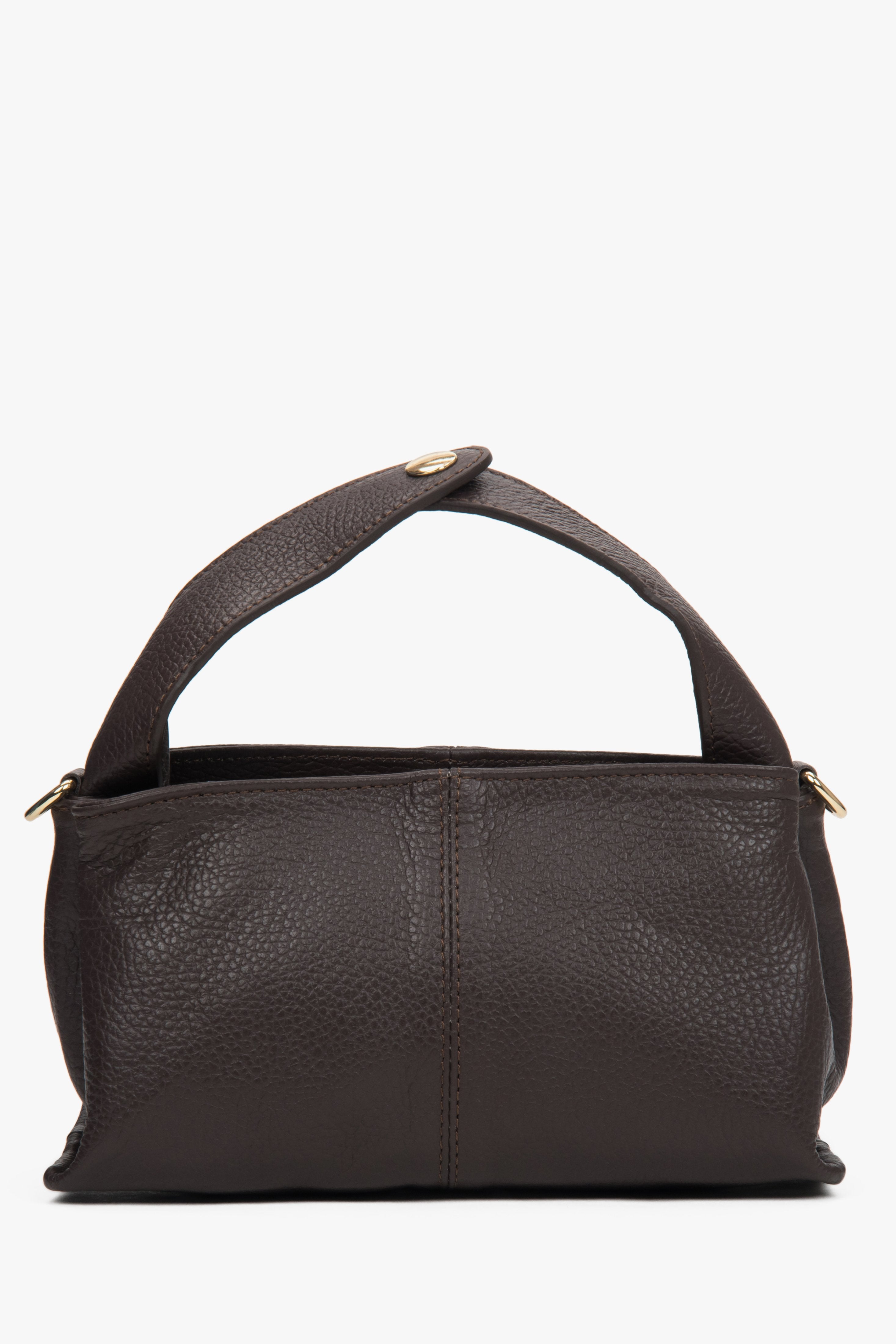 Leather dark brown handbag by Estro.