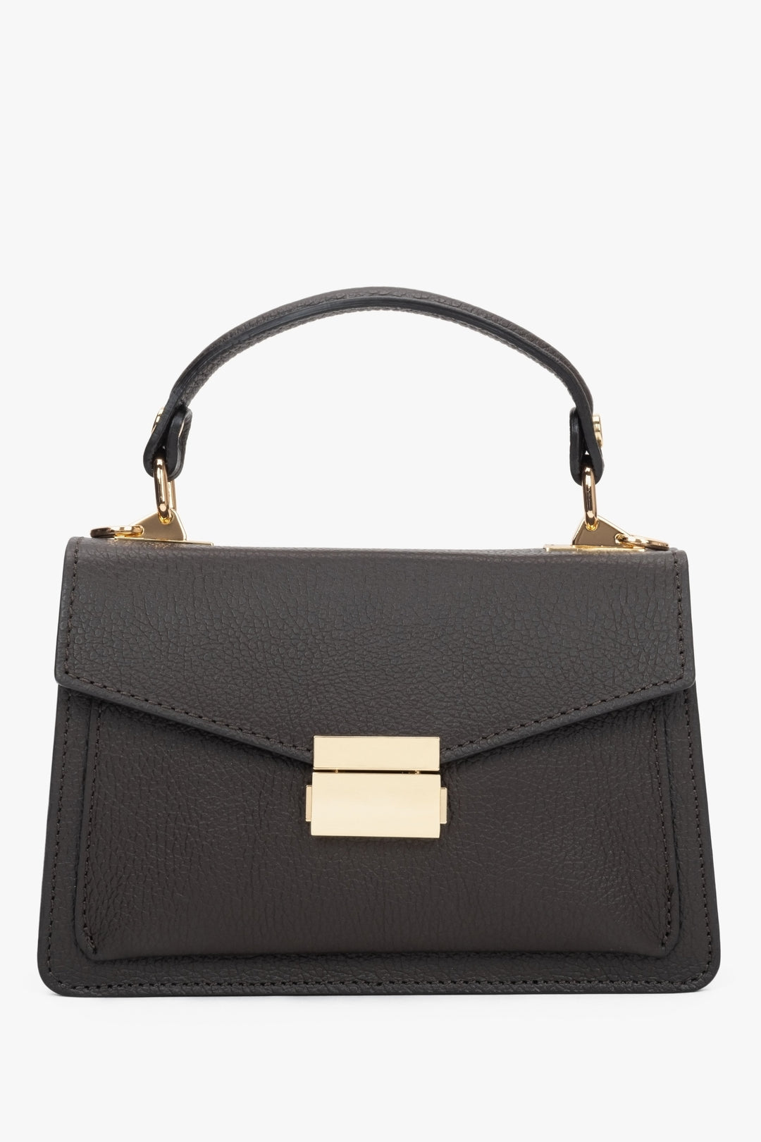 Women's Small Dark Brown Satchel Handbag made of Premium Italian Genuine Leather Estro ER00117535.