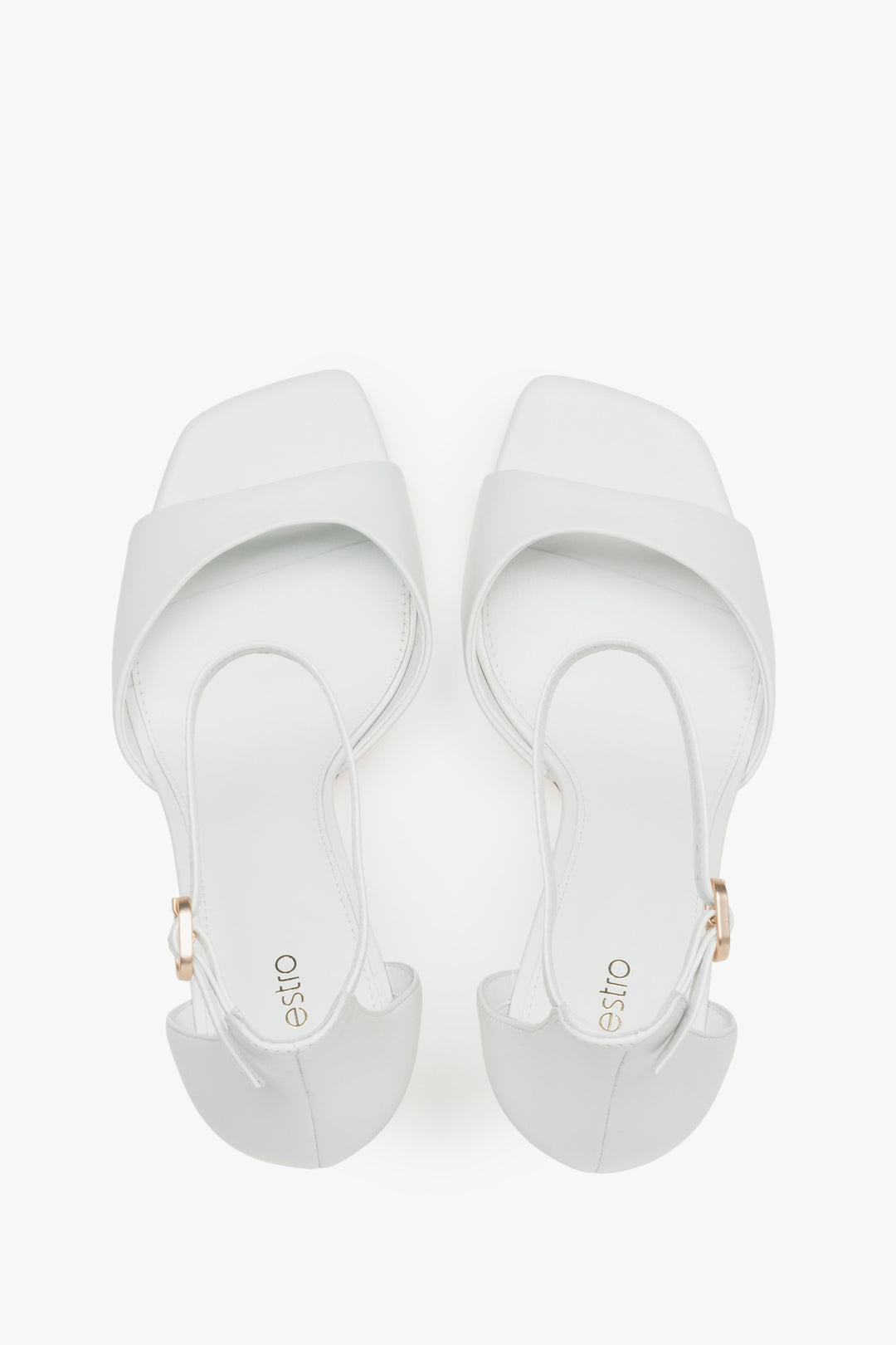 Women's timeless white sandals Estro made of genuine leather – top view.