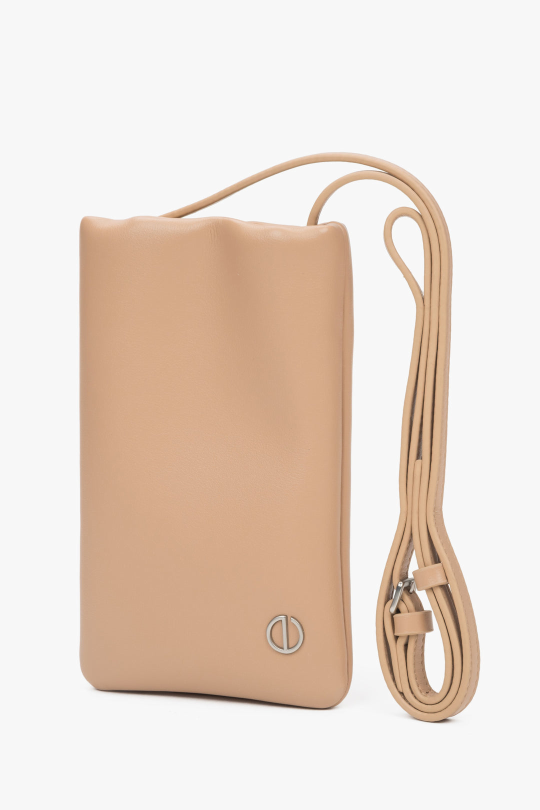 Beige natural leather phone bag.